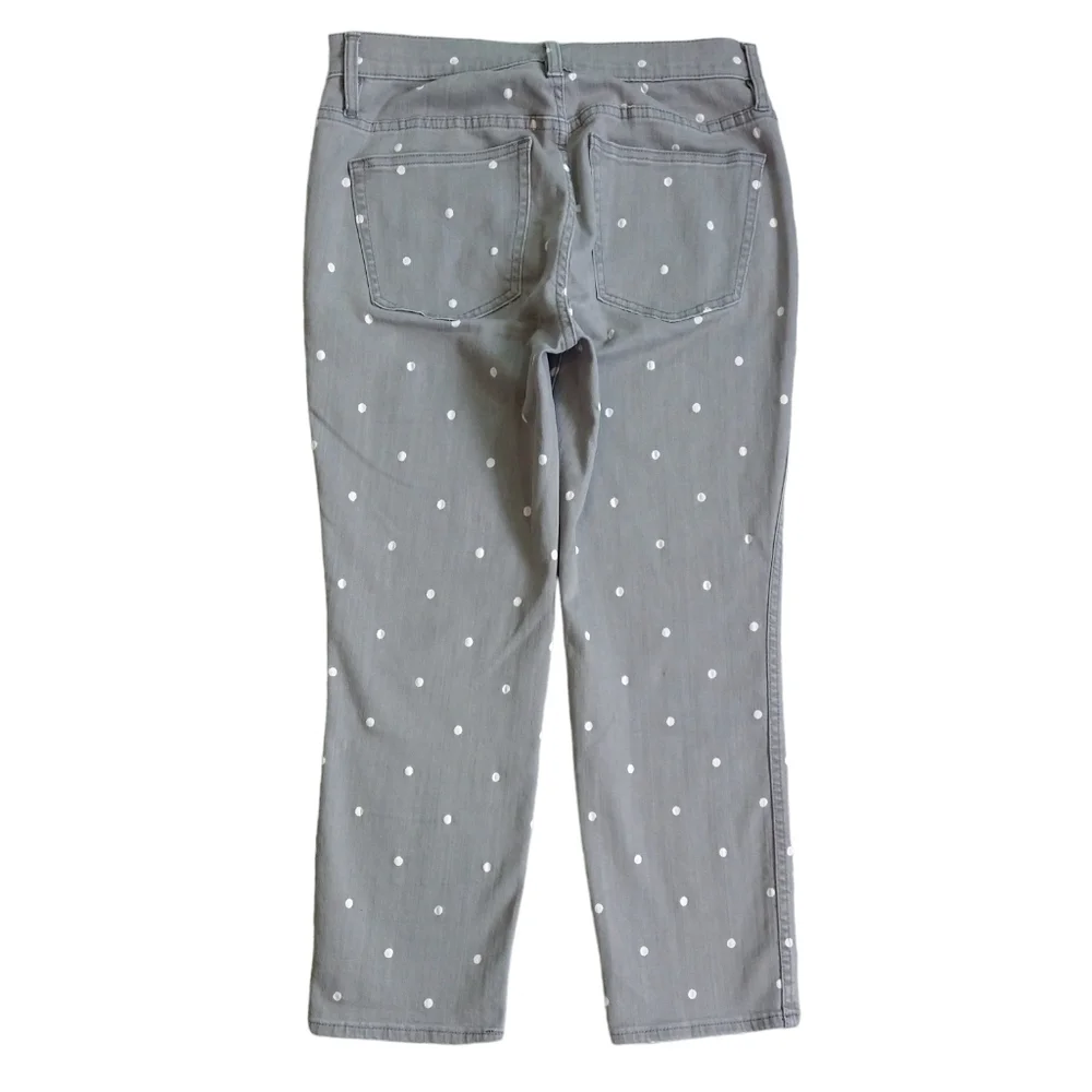 J. Crew Gray White Polka Dot Vintage Straight Ankle Jeans AB288 PETITE